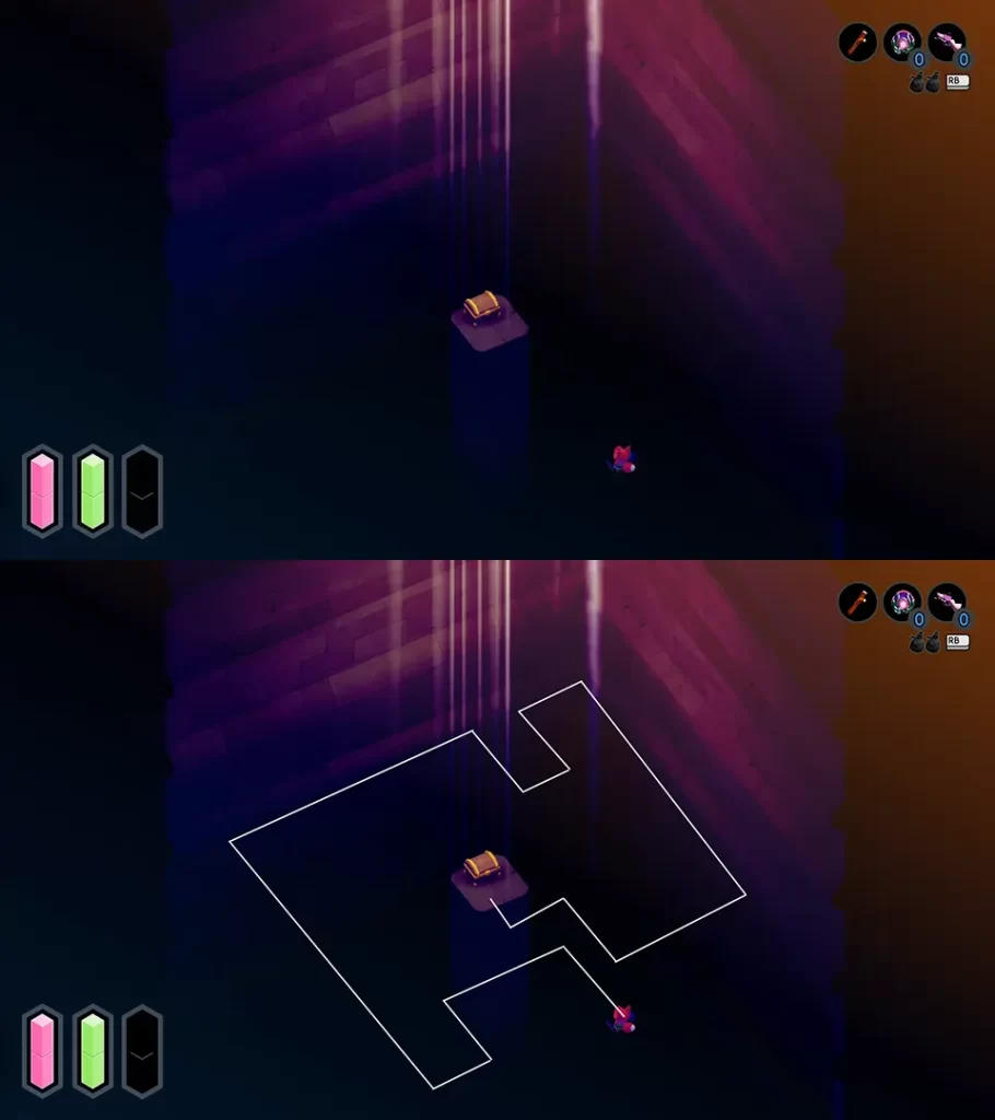 Pattern of the invisible maze to get a fairy chest in the indie game TUNIC