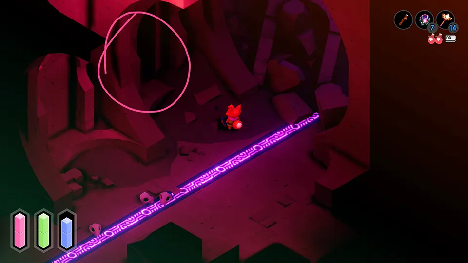 Secret passage to an effigy in the underground of indie game TUNIC