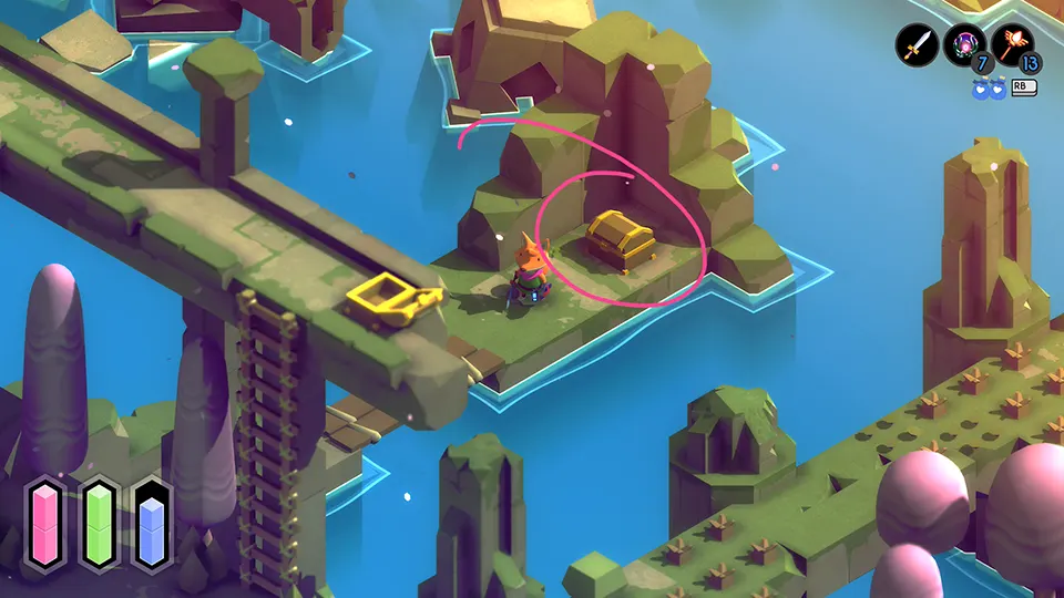 Location of the effigy in the West Garden in the indie game TUNIC