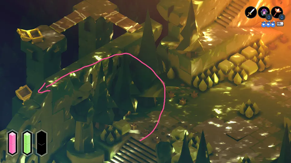 Location of the effigy in the East Forest in the indie game TUNIC