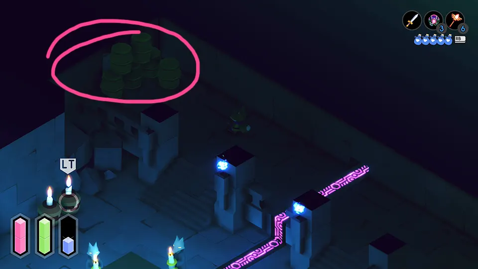 Location of the room with a coin in the Fortress of the Eastern Vault in the indie game TUNIC